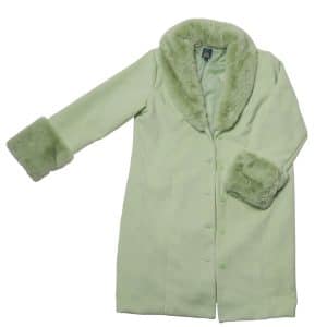 green faux fur trimmed jacket