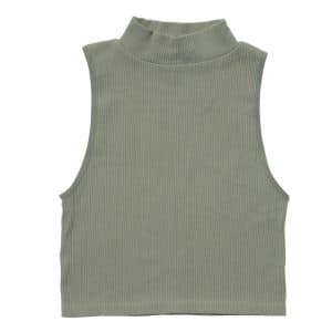 sleeveless turtleneck crop top - sage